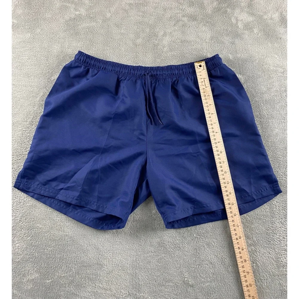 BCG Mens Navy Blue Athletic Gym Shorts Large Elastic Drawstring Waist Solid